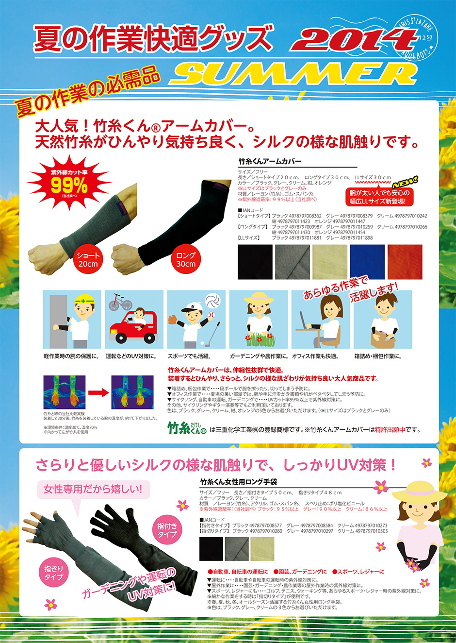 夏の作業快適グッズ2014竹糸くんアームカバー
