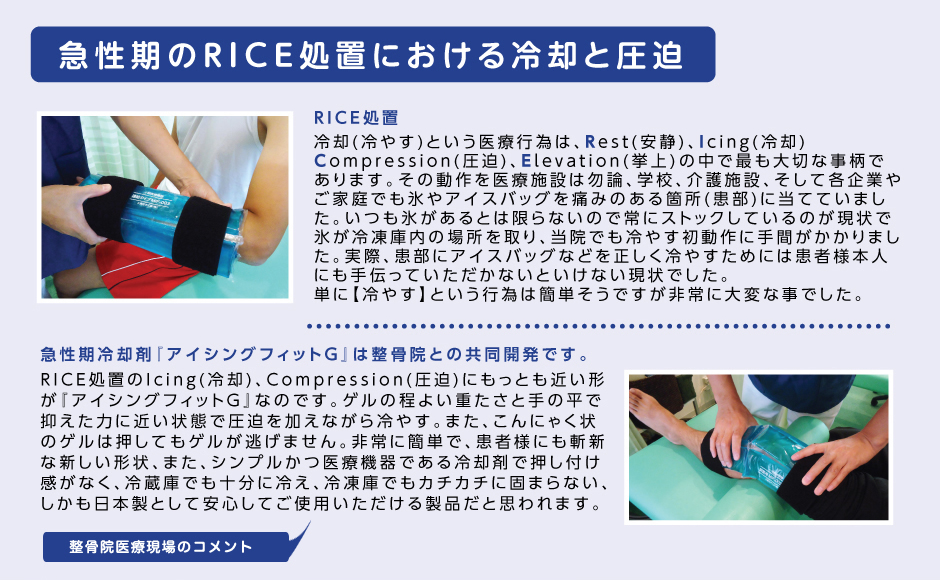 急性期のRICE処置における冷却と圧迫